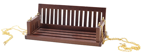 Dollhouse Miniature Porch Swing, Walnut